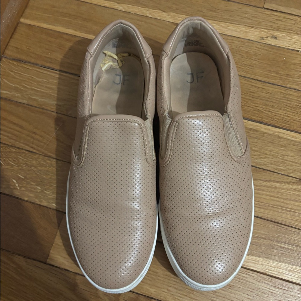 JustFab Tan Perforated Mules